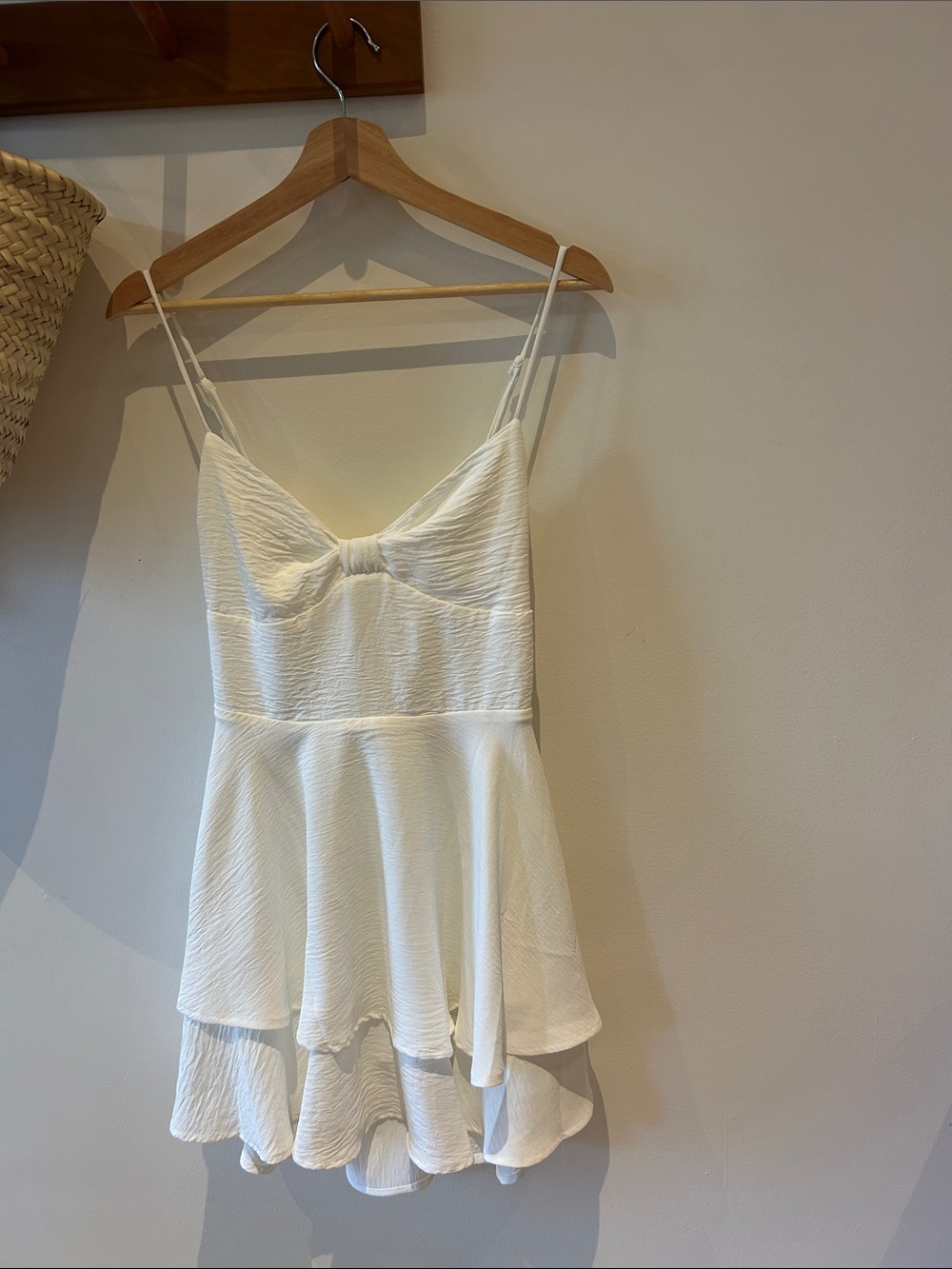 Windsor White Textured Spaghetti-Strap Mini Dress